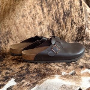 Birkenstock Men's Boston Brown Leather Slip-On Loafers-EUC